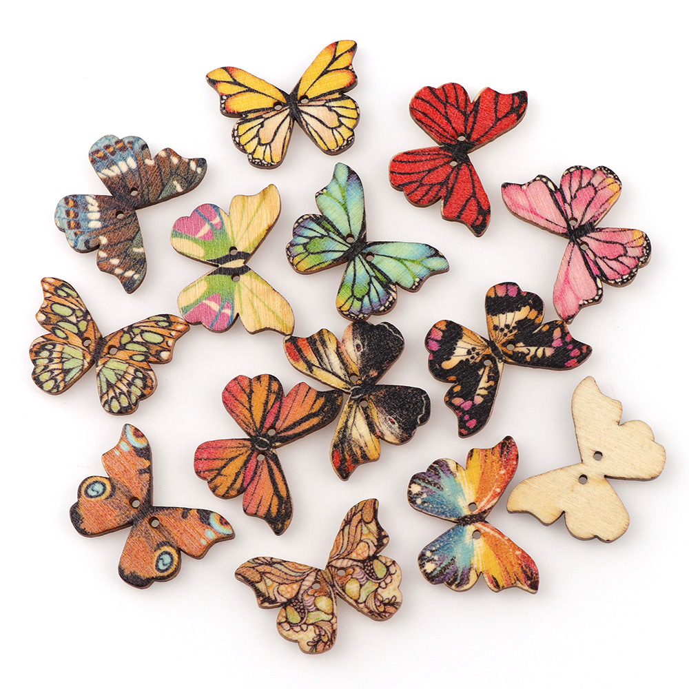 Embellishments For Scrapbooking - 50 قطعة من أزرار الخشب على