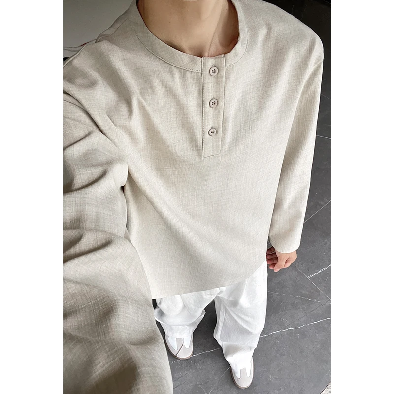 Embellish Knit - قميص رجالي كاجوال من الكتان الصناعي