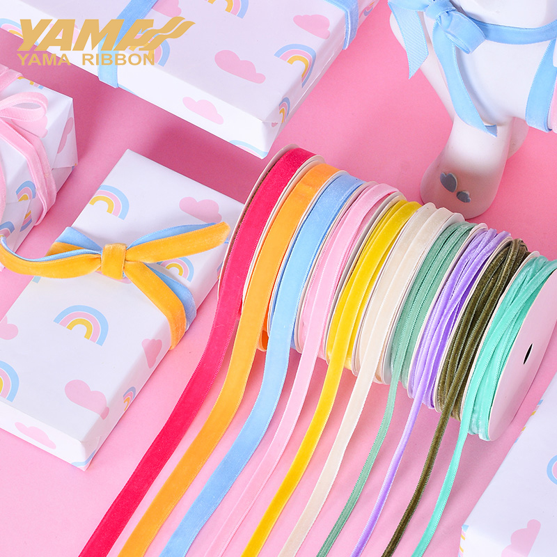Velvet Ribbon Roll - شريط مخملي من ياما-أحادي اللون ،