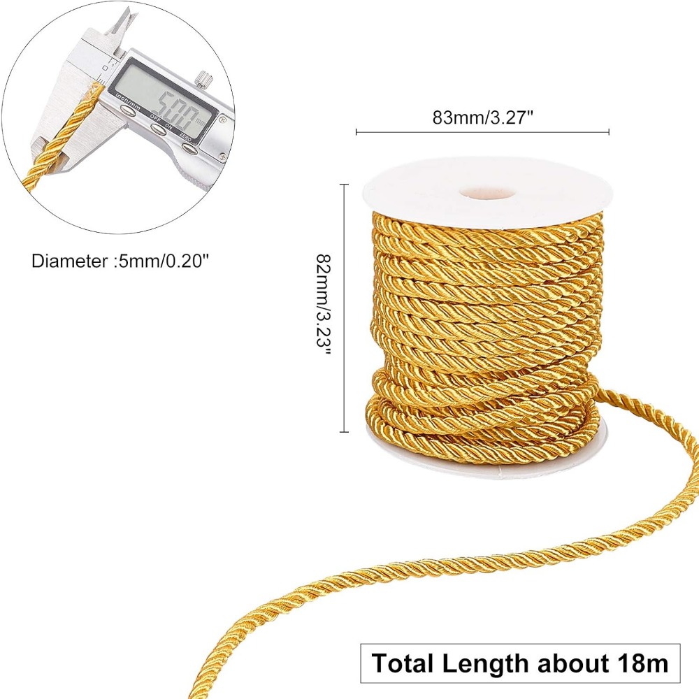 59 قدم الذهب الحبل 5 مللي متر  - مراجعة Cord Trim Twisted وسعره