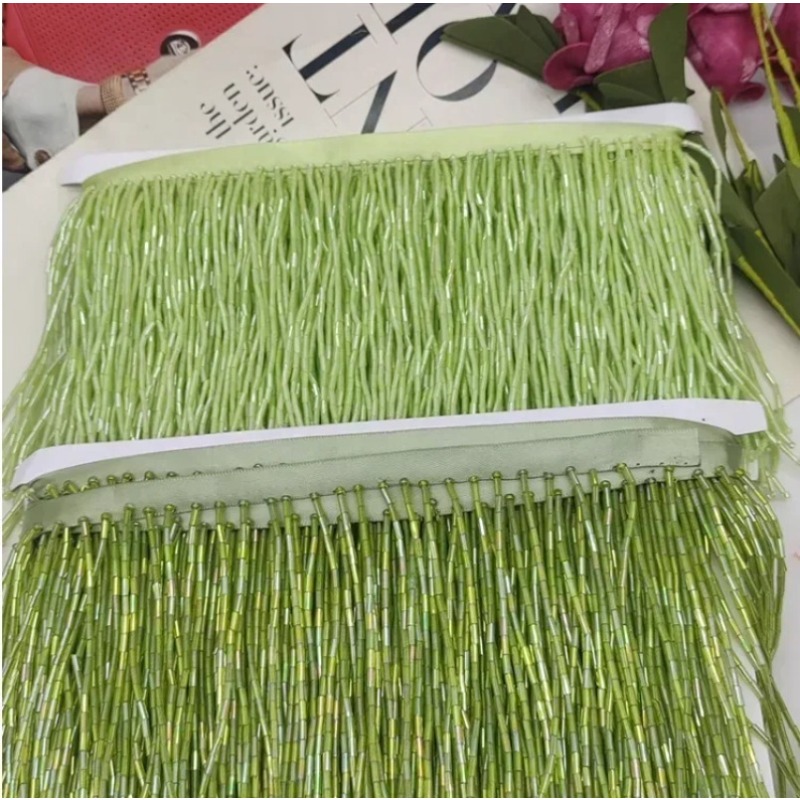شريط زخرفي من الخرز الفضي والأ - مراجعة Beaded Trim Fringe وسعره