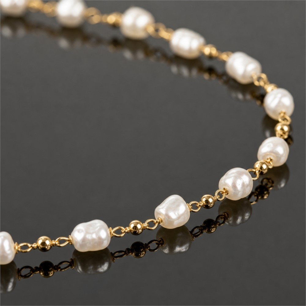 سلسلة نحاسية مزينة باللؤلؤ الص - مراجعة Pearl Trim Chain وسعره